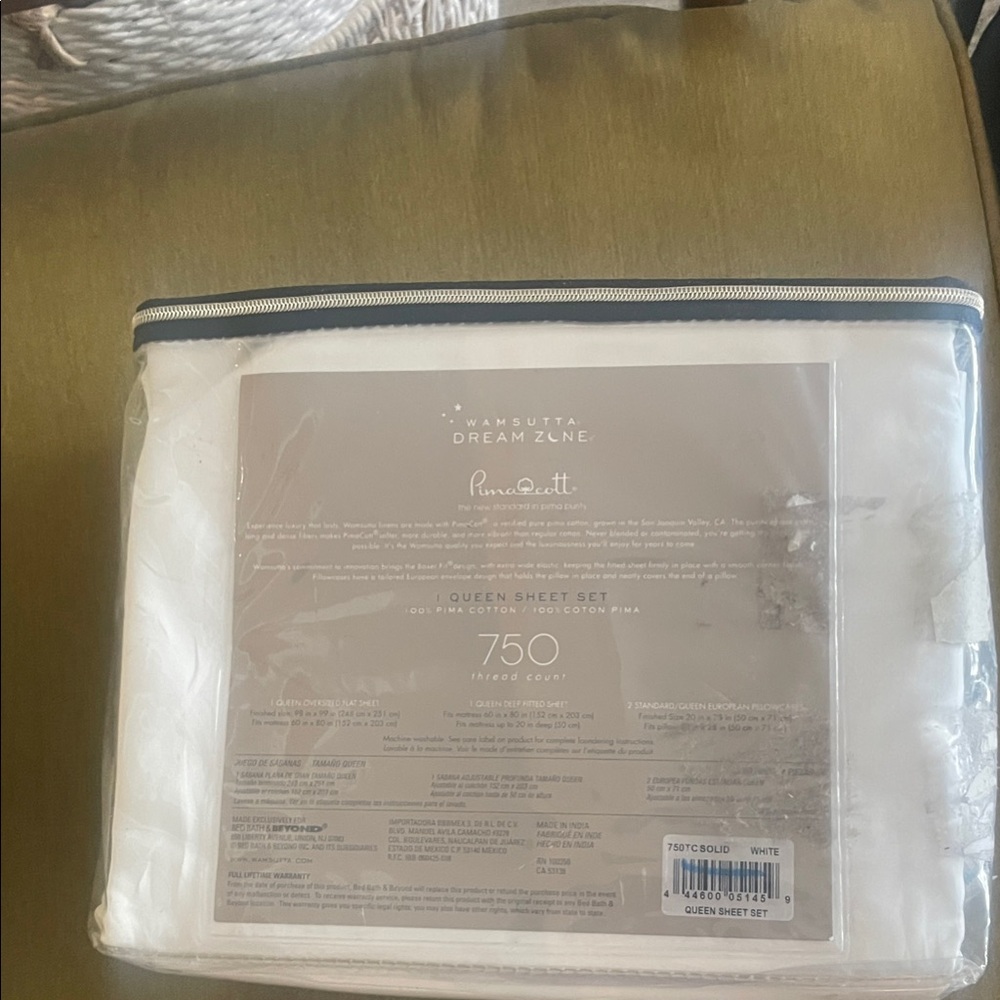 Wamsutta Dream Zone Pure Cotton Queen Sheet Set - White - Picture 2 of 2